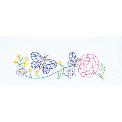 Flowers & Butterflies Pillowcase With Lace Edge