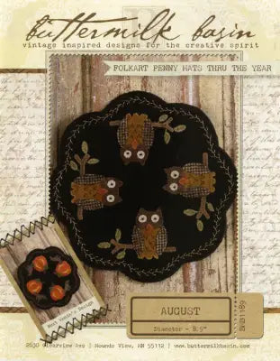 Folkart Penny Mats Thru the Year August Owls