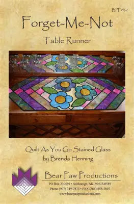 Forget-Me-Not Table Runner in Stained Glass