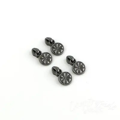 Four Citrus Slice Zipper Pulls Gunmetal
