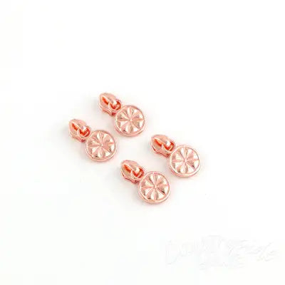 Four Citrus Slice Zipper Pulls Rose Gold