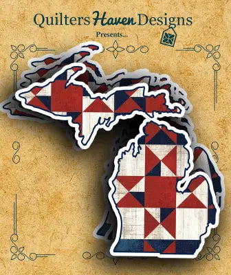 Freedom Quilt Sticker Michigan 6pk