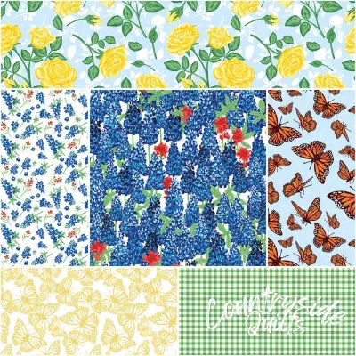 Friendship Florals 1 Yard Bundle White, 6pcs/bundle