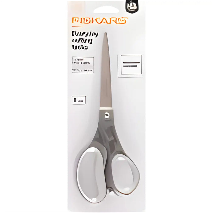 Gray and white Friskers 8’’ Titanium Softgrip Scissors with rounded handles and titanium-enhanced blades