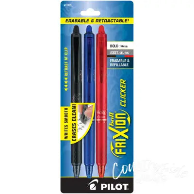 Frixion Clicker Ball Black Blue Red 3pk