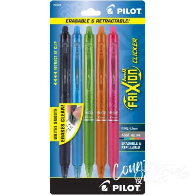 Frixion Clicker Navy Teal Lime Orange Pink 5pk