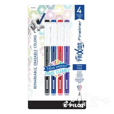 Frixion Fineliner 4pk Black Blue Red Purple