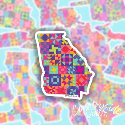 Georgia State Quilt Stickers 6pk