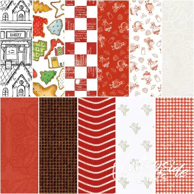 Gingerbread 1 Yard Bundle Red, 11 Pcs.