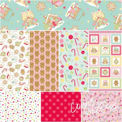 Gingerbread Kisses 1 Yard Bundle Blue, 8pcs