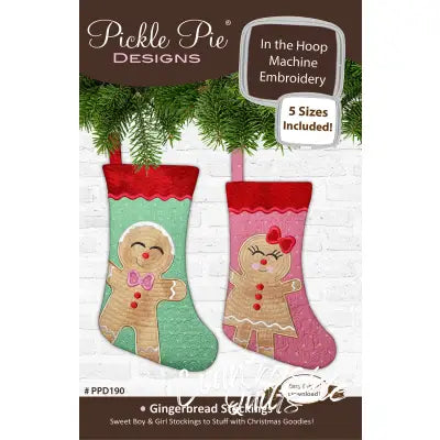 Gingerbread Stockings Machine Embroidery Design Set
