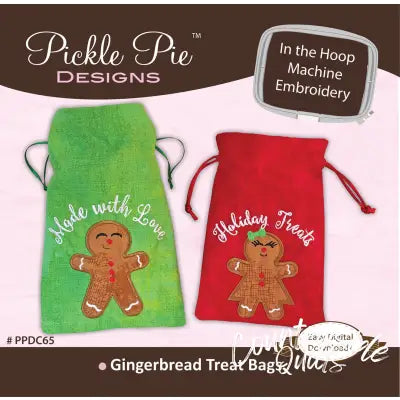 Gingerbread Treat Bags In the Hoop Machine Embroidery Design