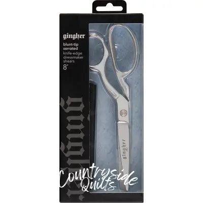 Gingher 8in Serrated/Knife Edge Dressmakers Shears Blunt Tip