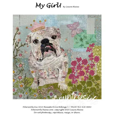 My Girl Bulldog Collage Pattern by Laura Heine