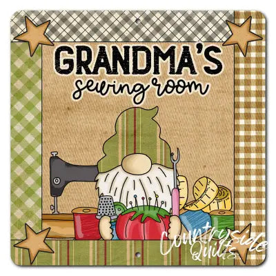 Grandma's Sewing Room 12in x 12in  Aluminum Sign