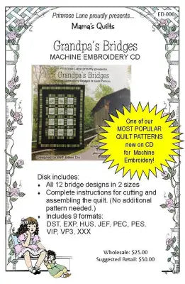 Grandpa's Bridges Machine Embroidery CD