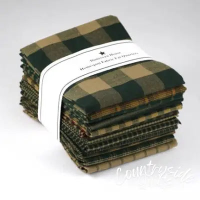 Green Homespun Fat Quarter 12pcs