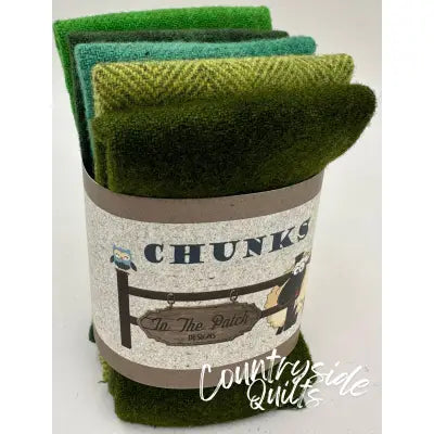 Green Wool Chunks 5pc 9in x 10in