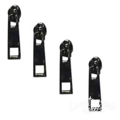 Gun Metal Black Zipper Pulls, Pack of 4