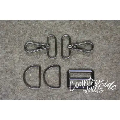 Gunmetal 1-1/4in Wide Bag Strap Hardware  5pc