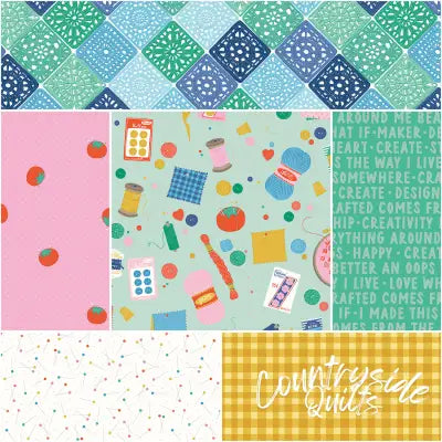 Hand Made 1 Yard Bundle Mint, 6 Pcs.