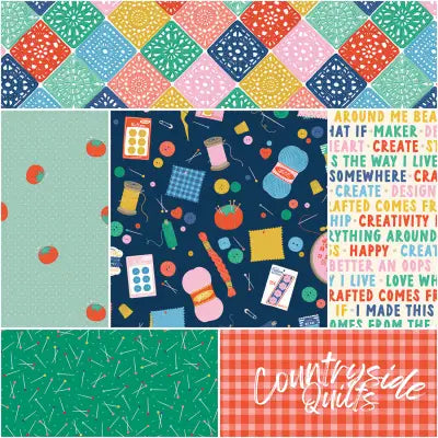 Hand Made 1 Yard Bundle Navy, 6 Pcs.