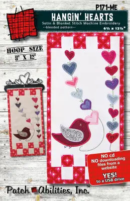 Hangin Hearts Machine Embroidery Version