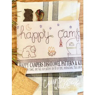Happy Campers Dishtowel Pattern and Kit