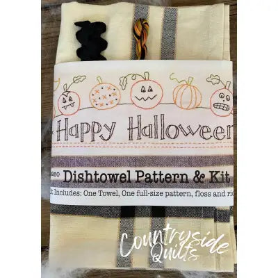 Happy Halloween Dishtowel Pattern and Floss Kit