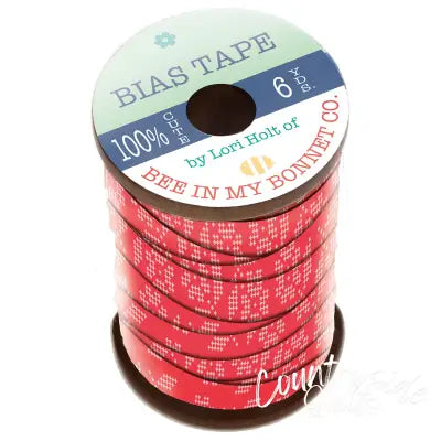 My Happy Place Stitch 1/2 Inch Bias Tape Red Flower