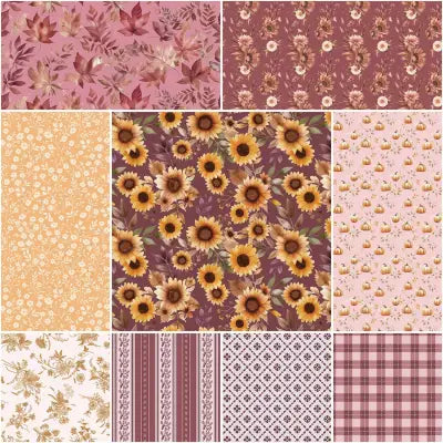 Harvest on the Prairie 1 Yard Bundle Wine, 9pcs
