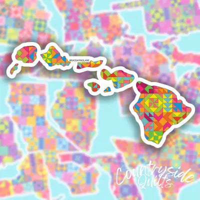 Hawaii State Quilt Stickers 6pk
