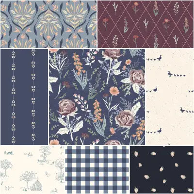 Hedgerow Haven 1 Yard Bundle Blue, 8pcs