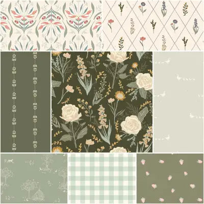 Hedgerow Haven 1 Yard Bundle Green, 8pcs