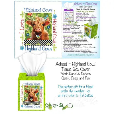 Highland Cow Tissue Box Panel Pattern