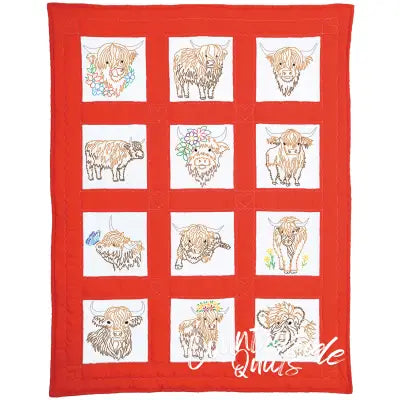 Highland Cows Theme Quilt Blocks