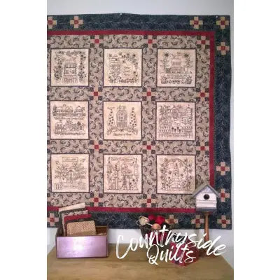 Home & Heart Blackwork Quilt