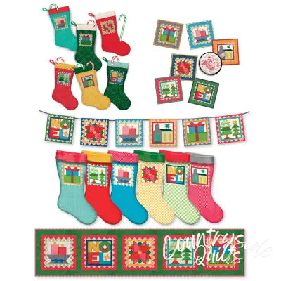 Home Town Holiday Holiday Stockings by Lori Holt - Machine Embroidery USB