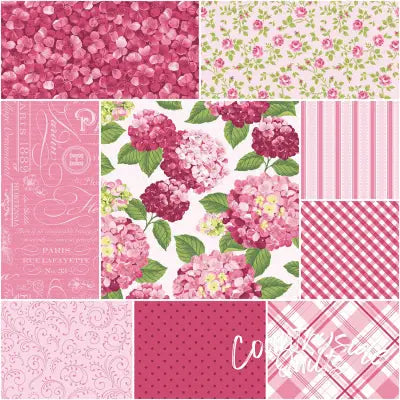 Hydrangeas in the Garden 1 Yard Bundle Pink, 9pcs