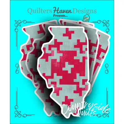 Illinois Quilt Sticker 6pk