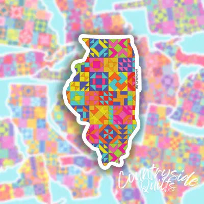 Illinois State Quilt Stickers 6pk