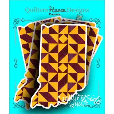 Indiana Quilt Sticker 6pk