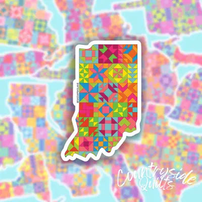 Indiana State Quilt Stickers 6pk