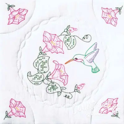 Interlocking Hummingbird & Morning Glories Quilt Block Set