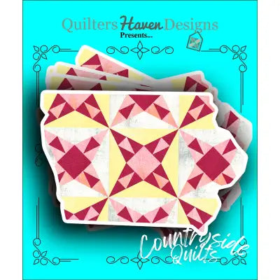 Iowa Quilt Sticker 6pk