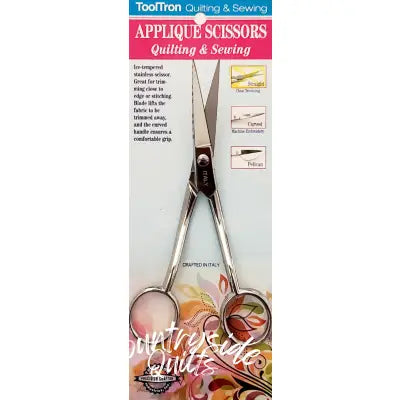 Italian Applique Scissors Straight Bent 6in