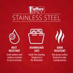 Jeffers Pet Embossed No-Tip Anti-Skid Stainless Steel Pet Bowls for Dogs, Cats, Puppies, Kittens – Rubber Base, Food & Water Feeding Dish for Home, Travel, Camping, Kennel