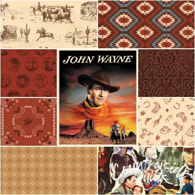 John Wayne American West 1 Yard Bundle Cream, 9 Pcs.