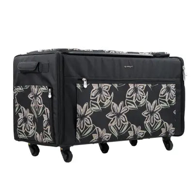 Jumbo Rolling Sewing Machine Tote Black Floral