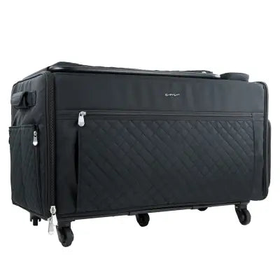 Jumbo Rolling Sewing Machine Tote Black Quilted